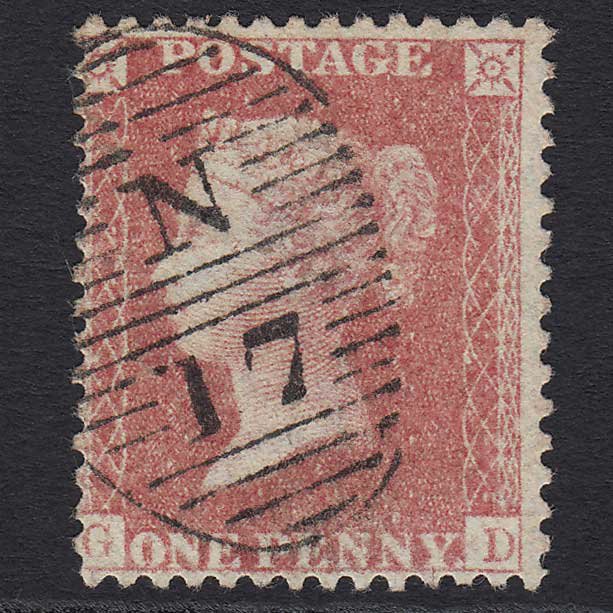 GB QV 1857 1d Rose-red (Plate 46) (SG40) 'GD' GU London D&S N17 C10