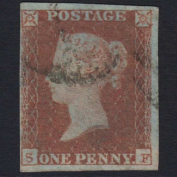 GB QV 1841 1d Red-brown (Plate 102) SG8-B1(1) SF GU Light Cancel 4 Margins