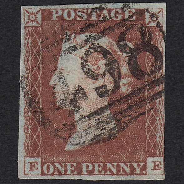 GB QV 1841 1d Pale Red-brown (Plate 55) SG9-B1(3) EE FU Manchester 498 4M