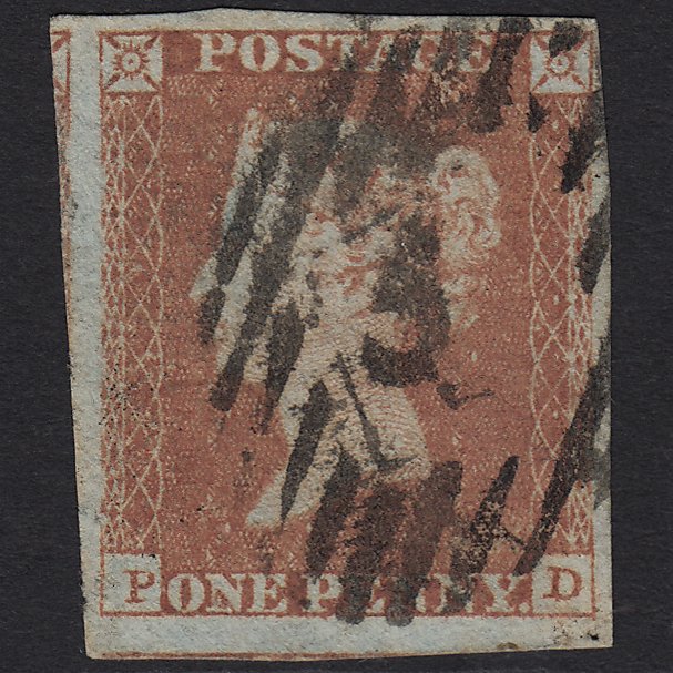 GB QV 1841 1d Red-brown (Plate 96) SG8-B1(1) PD GU in London 4 Margins