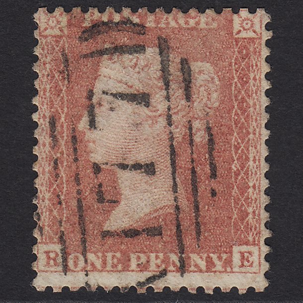 GB QV 1857 1d Dull Red Transitional (Plate 31) C9(5) RE FU Cheltenham 177