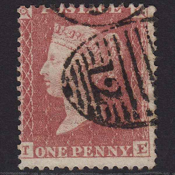GB QV 1857 1d Rose-red (Plate 62) SG40-C10(1) TE FU London D&S Cancel Misperf