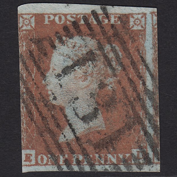 GB QV 1841 1d Red-brown (Plate 92) SG8-B1(1) ED GU 3 Margins Edinburgh 131