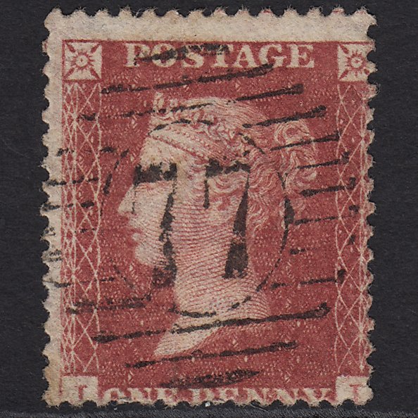 GB QV 1857 1d Rose-red SG40-C10(1) GU London D&S 77 Misperf