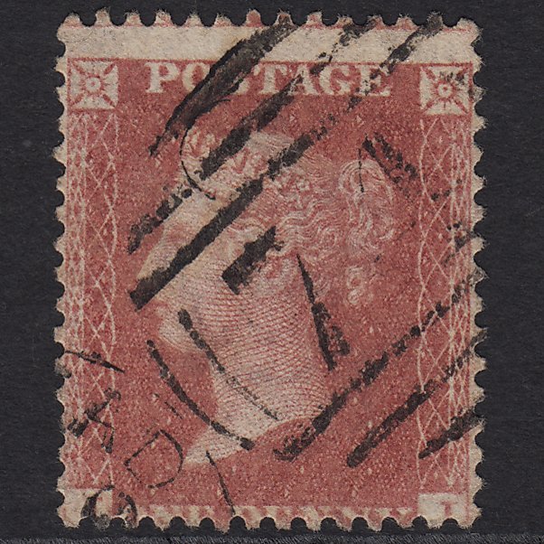 GB QV 1857 1d Rose-red SG40-C10(1) FU Birkenhead 74 Misperf
