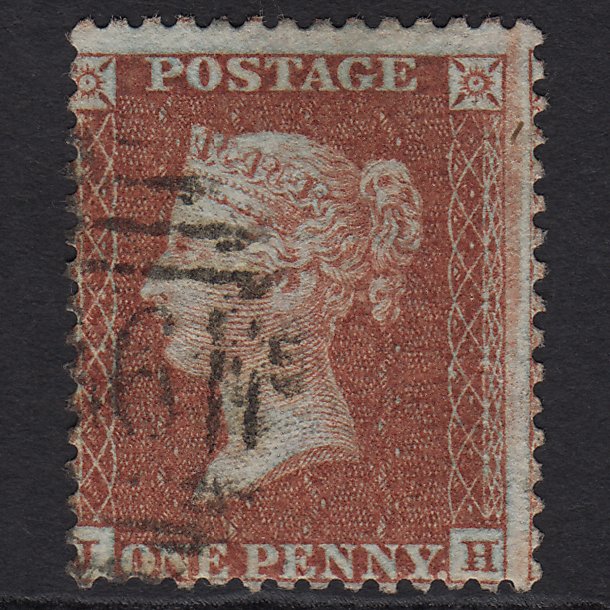 GB QV 1855 1d Red-brown (Plate 12) SGC6(1) JH FU Missing Imprimatur Misperf