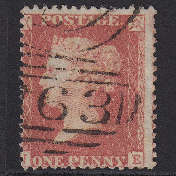 GB QV 1857 1d Pale Red (Plate 44) SGC8(9) NE GU Swansea 763 Misperf