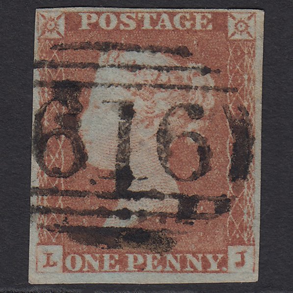 GB QV 1841 1d Red-brown (Plate 80) SG8-B1(1) LJ FU PUlborough 616