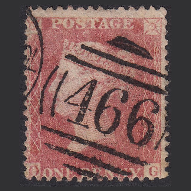 GB QV 1857 1d Pale Rose Plate R17 SG39-C10(3) OG GU Liverpool 466