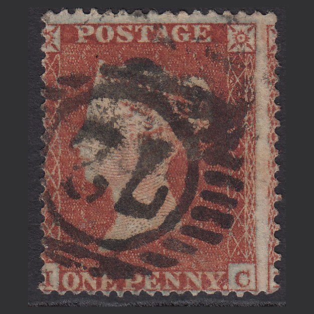 GB QV 1854 1d (Plate 193) SG17-C1(1) HC GU London D&S 72 Large Misperf