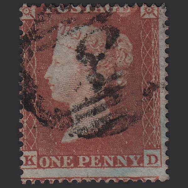 GB QV 1854 1d Red-brown (Plate 172) SG17-C1(1) KD GU Abingdon 3 Misperf