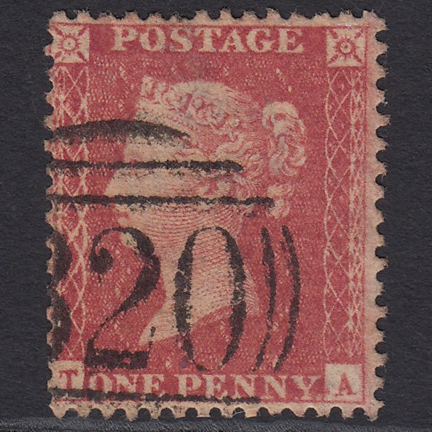 GB QV 1857 1d Rose-red (Plate 55) SG40-C10(1) Constant Variety TA GU