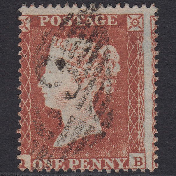 GB QV 1854 1d Red-brown (Plate 189) SG17-C1(1) QB FU Belfast-split 62s Misperf