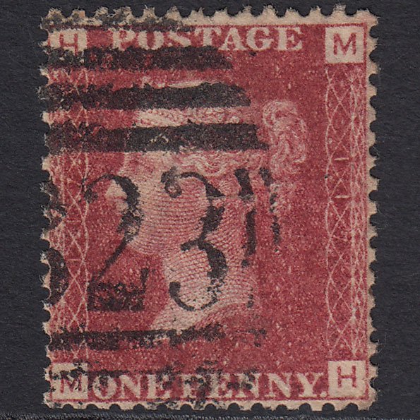 GB QV 1864 1d Lake-red (Plate 117) SG44-G1(2) MH FU Well Centred
