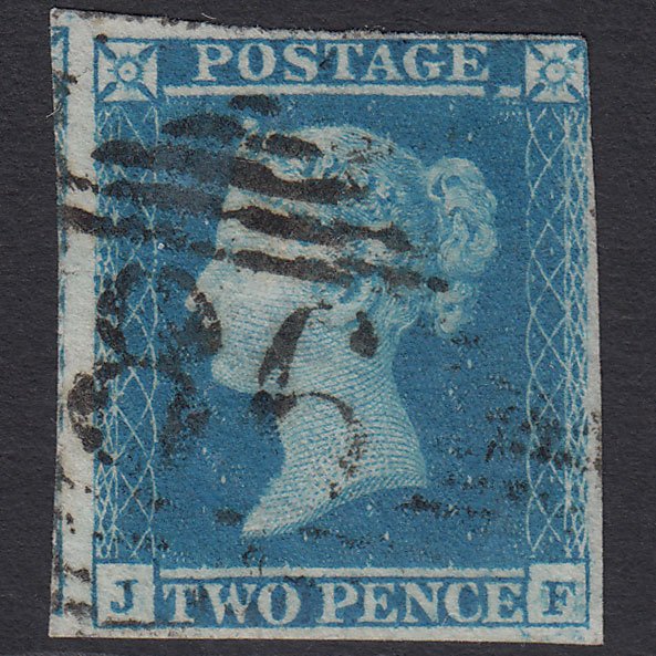 GB QV 1841 2d Blue (Plate 4) SG14-E1(2) Constant Variety JF FU nr 4M Dublin 186
