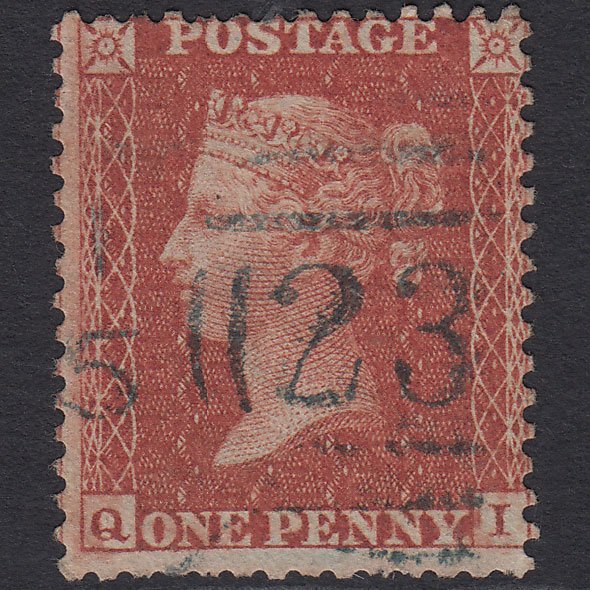 GB QV 1855 1d (Plate 10) SG24-C3(1) QI GU Blue Galway 232 Irish Spoon