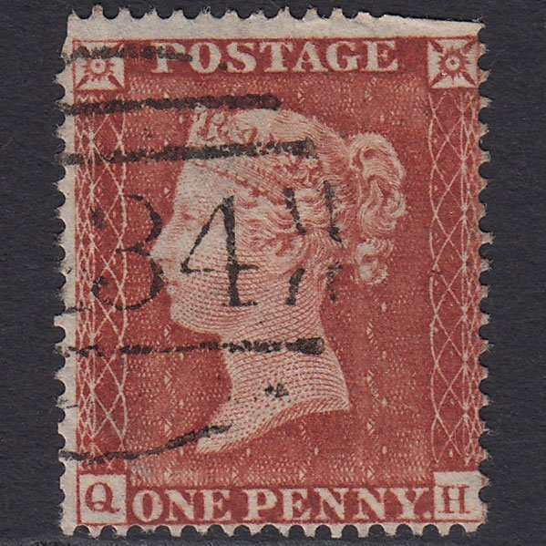 GB QV 1854 1d Red-brown (Plate 155) SG17-C1(1) QH GU Bristol 134