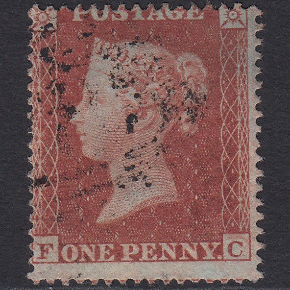 GB QV 1854 1d Red-brown (Plate 202) SG17-C1(1) FC VFU Light Cancel Misperf