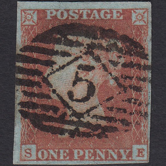 GB QV 1841 1d Very Blued (Plate 87) SG8a-B1(2) SE FU London IS 5