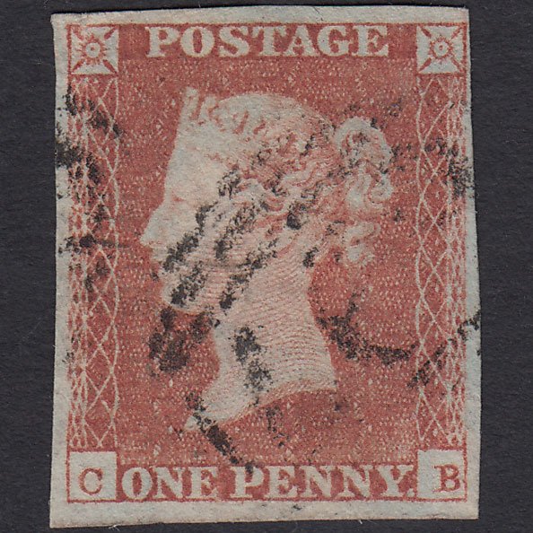 GB QV 1841 1d Red-brown (Plate 92) SG8-B1(1) CB GU 4 Margins
