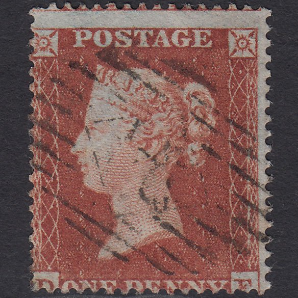 GB QV 1854 1d Plate R6 SG17-C1(1) DF FU London IS Cancel Misperf