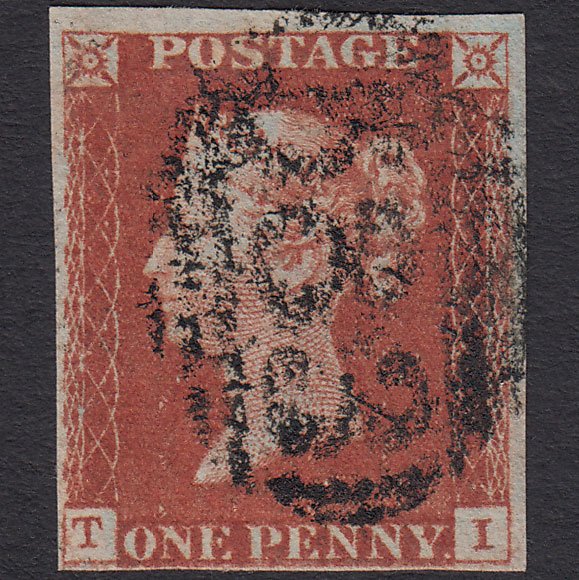 GB QV 1841 1d Red-brown (Plate 60) SG8-B1(1) TI FU 4 Margins Nottingham 583