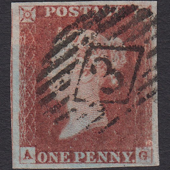 GB QV 1841 1d (Plate 84) SG8-B1(1) AG FU Missing Imprimatur 4 Good Margins