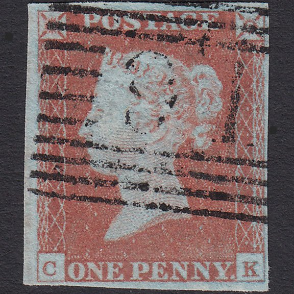 GB QV 1841 1d Very Blued (Plate 69) SG8a-B1(2) CK GU 4M Cupar Angus 91