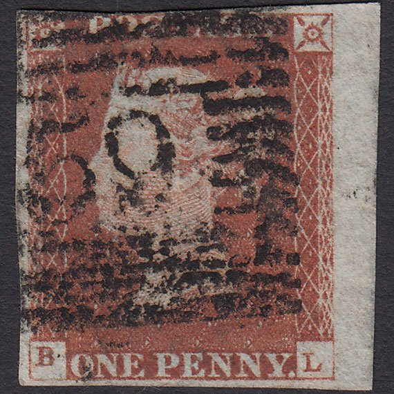 GB QV 1841 1d Red-brown (Plate 71) SG8-B1(1) BL GU nr 4 Margins Glasgow 159