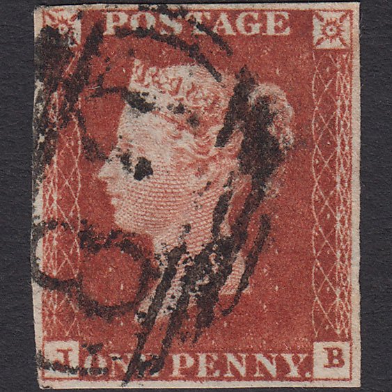 GB QV 1841 1d Deep Red-brown (Plate 52) SG10-B1(4) JB FU 4 Margins