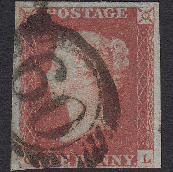 GB QV 1841 1d Red-brown (Plate 84) SG8-B1(1) CL FU 4 Margins London D&S 60