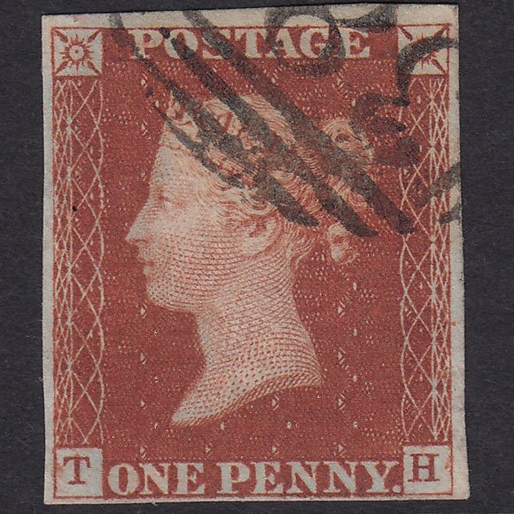 GB QV 1841 1d Red-Brown Plate 47 SG8-B1(1) TH VFU 4 Margins Light Cancel