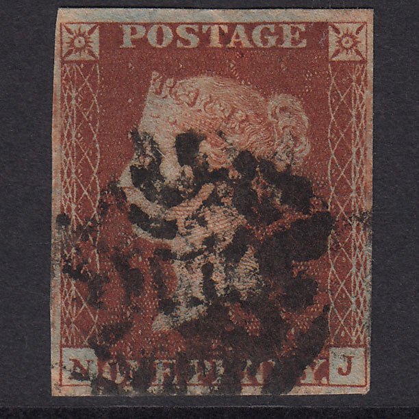 GB QV 1841 1d Deep Red-Brown Plate 17 SG10-B1(4) NJ GU Maltese Cross