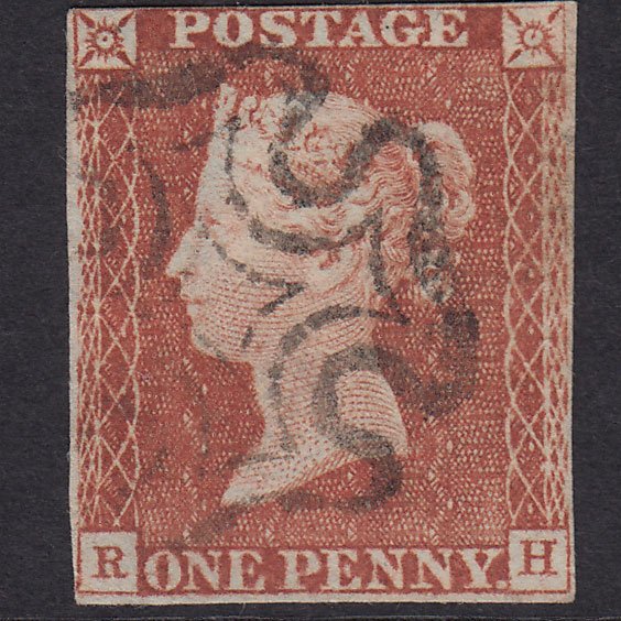 GB QV 1841 1d Red-Brown Penny Black Plate 11 SG7-A2 RH FU Nr 4 Margins MX