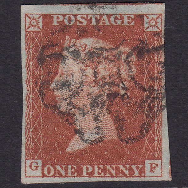 GB QV 1841 1d Red-Brown Plate 34 SG8-B1(1) GF FU 4 Margins Maltese Cross