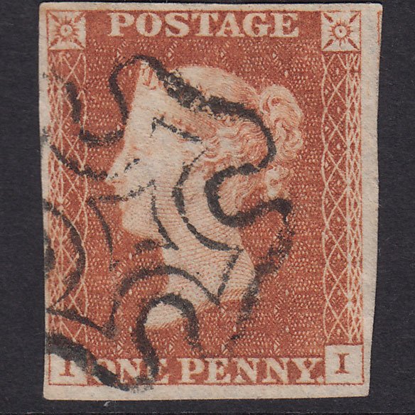 GB QV 1841 1d Red-Brown Plate 24 SG8-B1(1) II FU 4 Margins Maltese Cross