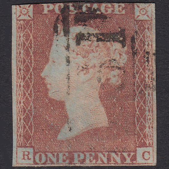 GB QV 1841 1d Pale Red-Brown Plate 76 SG9-B1(3) RC GU 3M Light Cancel
