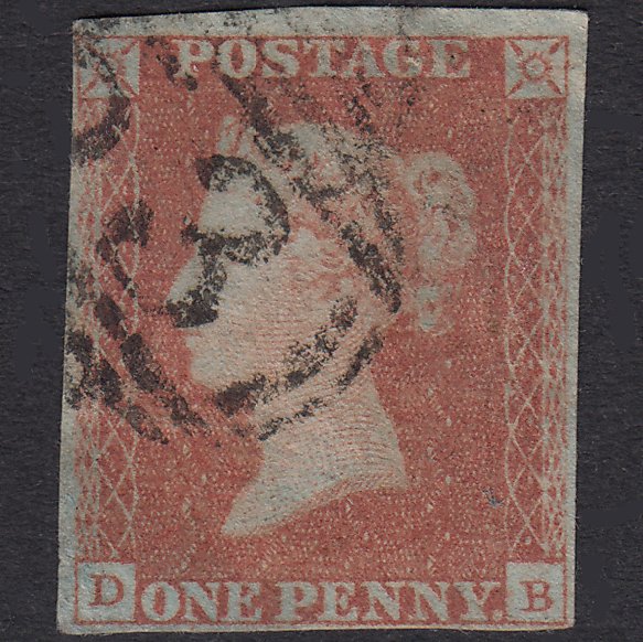 GB QV 1841 1d Red-Brown Plate 98 SG8-B1(1) DB GU 4 Margins Bath 53