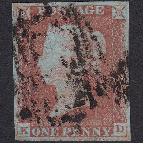 GB QV 1841 1d Very Blued Plate 71 SG8A-B1(2) KD GU 4 Margins