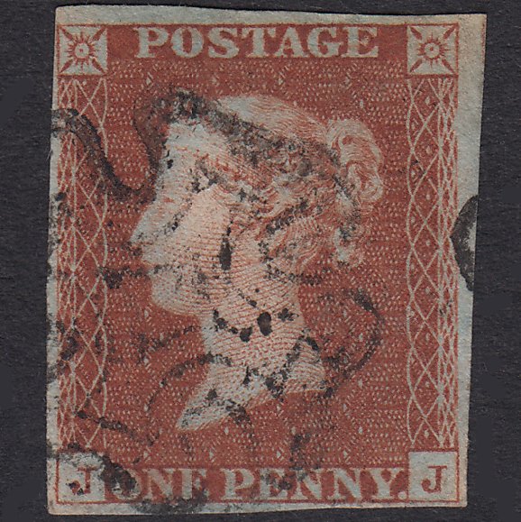 GB QV 1841 1d Red-Brown Plate 19 SG8-B1(1) JJ FU 4 Margins Maltese Cross