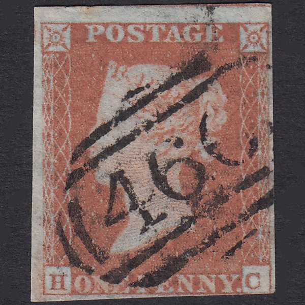 GB QV 1852 1d Red-Orange Plate 149 SGB2(4) HC GU Nr 4M Liverpool 466