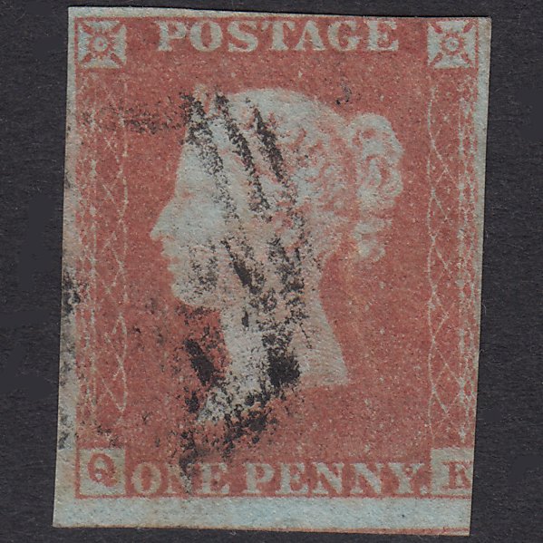 GB QV 1841 1d Red-Brown Plate 95 SG8-B1(1) QK GU Light Cancel