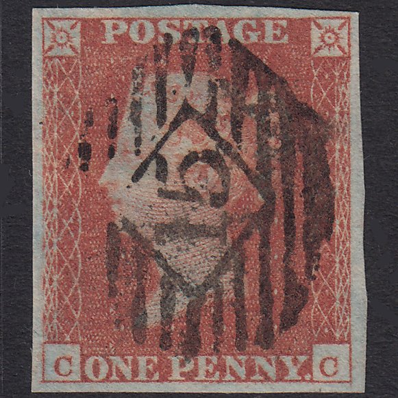 GB QV 1841 1d Plate 126 SG8-B1(1) CC FU 4 Good Margins Light Cancel 15