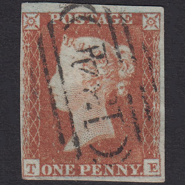 GB QV 1841 1d Red-Brown Plate 122 SG8-B1(1) TE GU 4 Margins Bristol 134