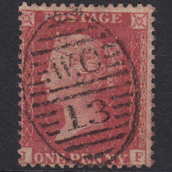 GB QV 1857 1d Rose-Red Plate 66 SG40-C10(1) JF FU London D&S Wc13