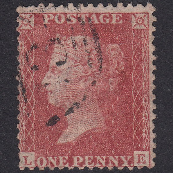 GB QV 1857 1d Rose-Red Plate 48 SG40-C10(1) LE FU Light Cancel
