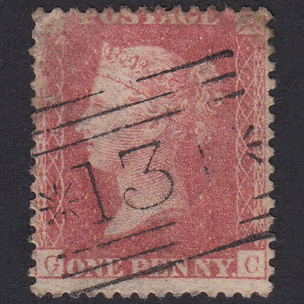 GB QV 1857 1d Pale Rose Plate 39 SG39-C10(3) GC GU Edinburgh 131