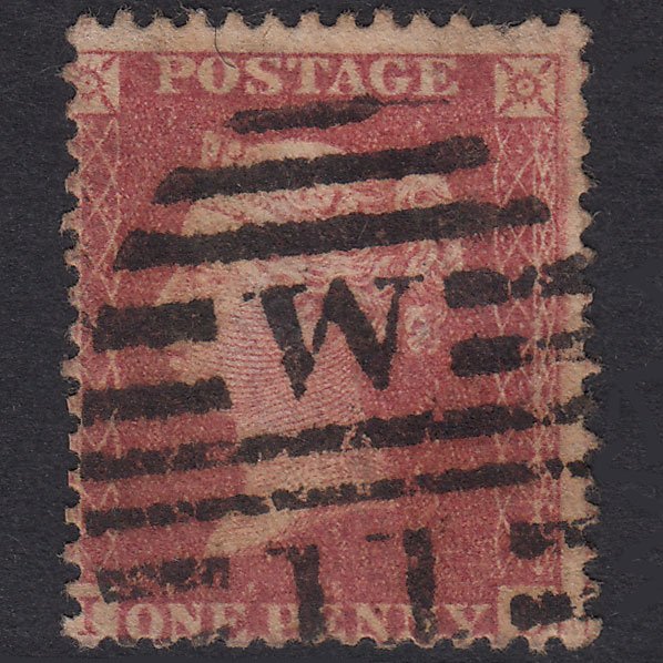 GB QV 1857 1d Rose-Red Plate 27 SG40-C10(1) ID GU London D&S W11