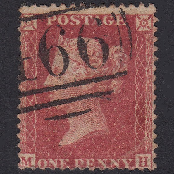 GB QV 1857 1d Rose-Red Plate 27 SG40-C10(1) MH GU Liverpool 466