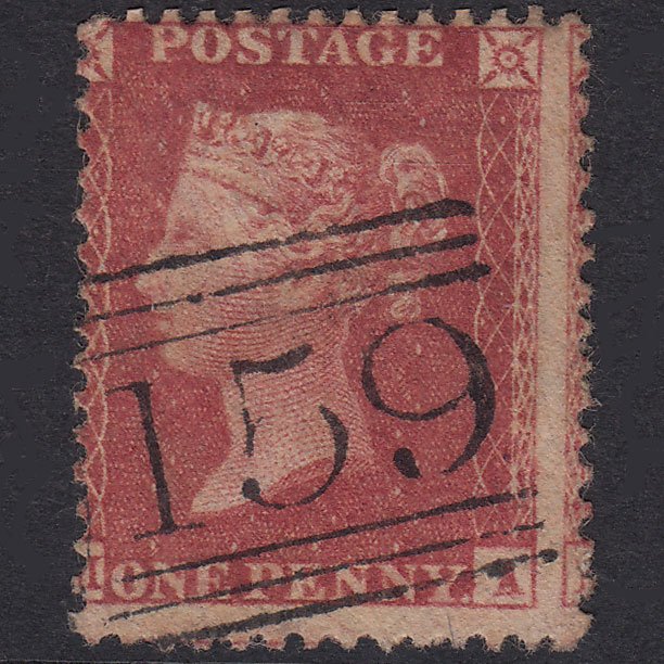 GB QV 1857 1d Rose-Red Plate 59 SG40-C10(1) MA FU Glasgow 159 Misperf